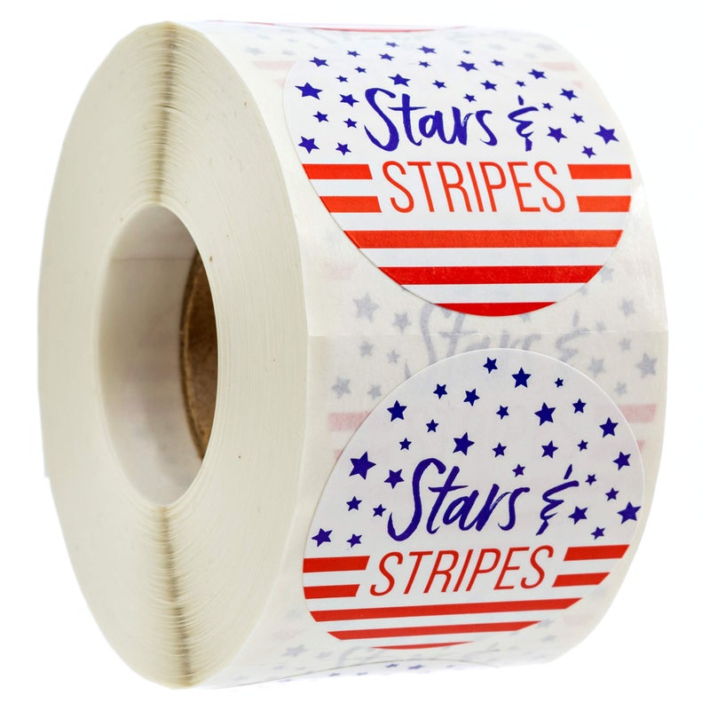 SBLABELS 500 American Stars and Stripes Stickers / 1.5" Circle 4th of July Stickers/Patriotic Labels/Perforated Sticker Roll - Image 1